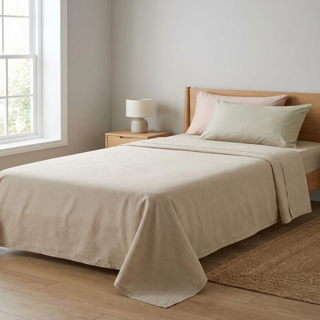 Cotton Satin Solid Bedsheet Set with Pillow Covers | Silky Soft, Breathable & Premium Finish