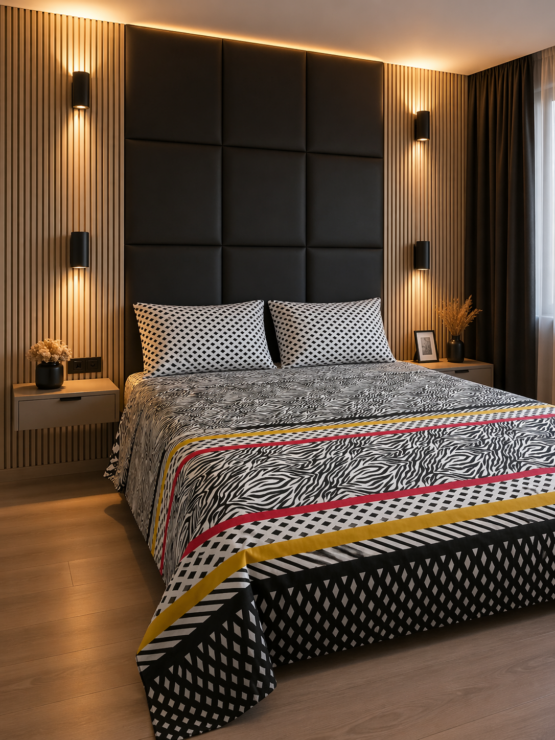 Geometric Printed Cotton Bedsheet Set with Pillow Covers
