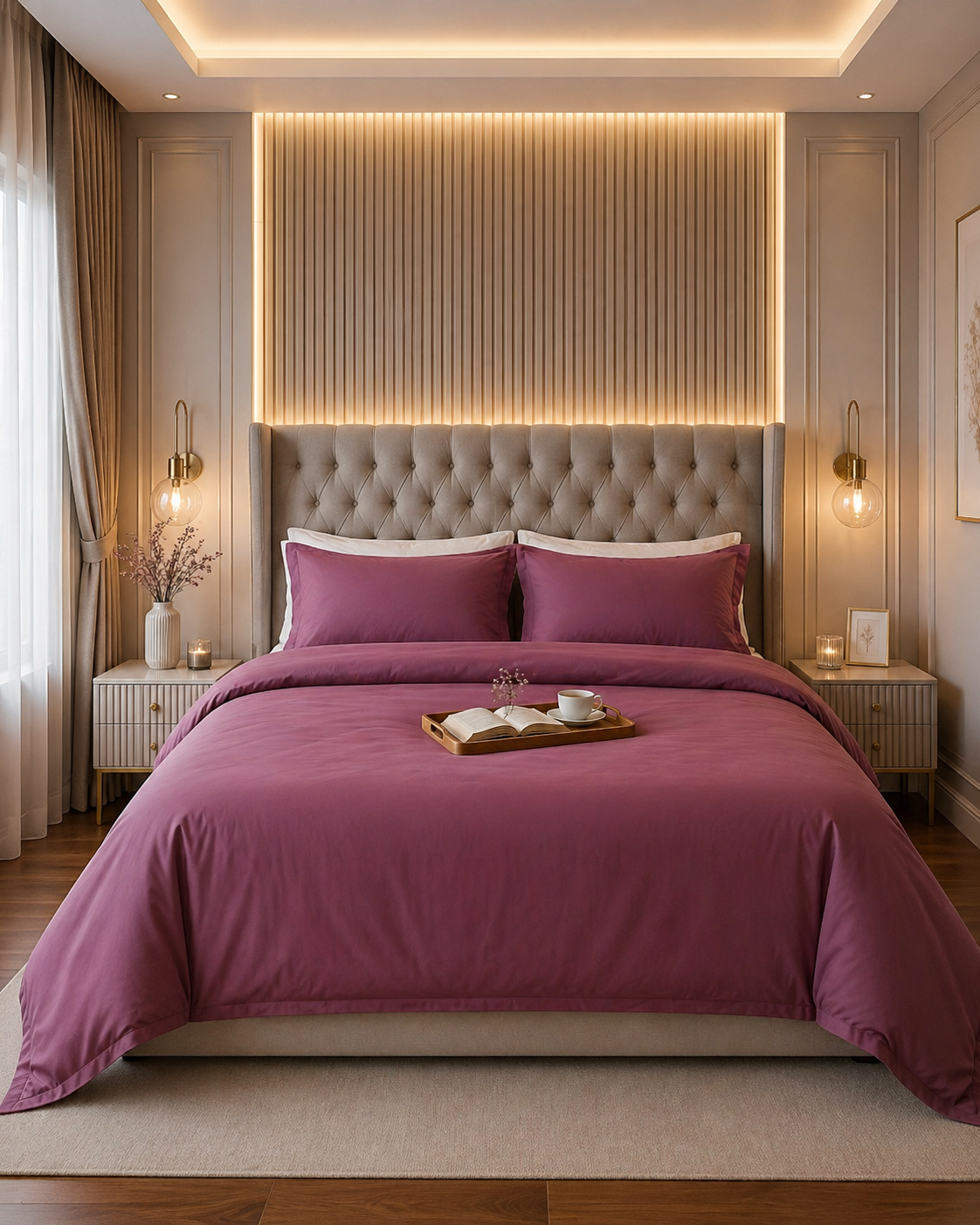 Cotton Satin Solid Bedsheet Set with Pillow Covers | Silky Smooth, Breathable & Premium Finish