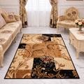 Classic Floral Patchwork Rug – Beige, Brown & Black Decor 80/120