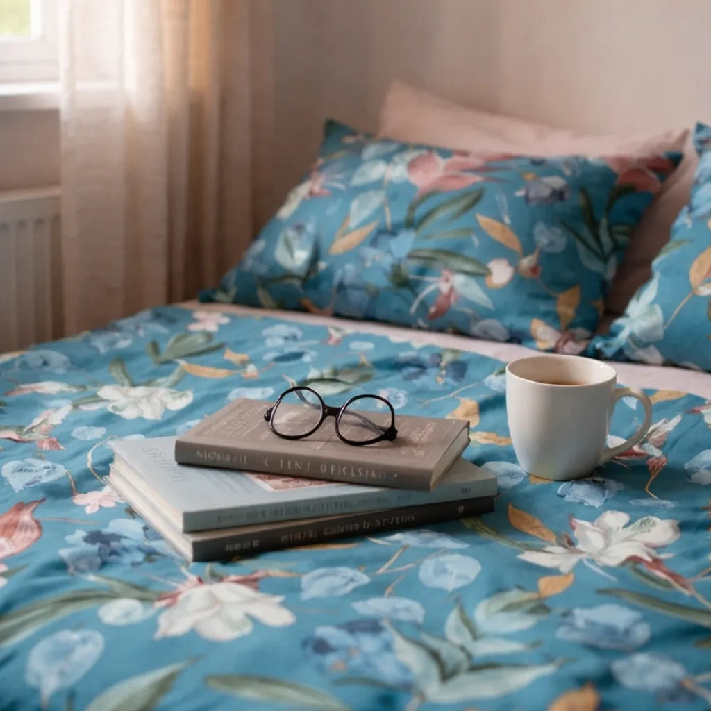 Floral Blue Cotton Bedsheet Set – Soft, Elegant & Premium Comfort