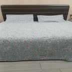 Pastel Floral Printed Cotton Bedsheet Set with Pillow Covers