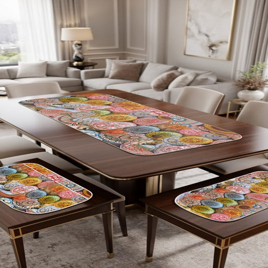 Waterproof Mandala Table Mat Set – Colorful Heat-Resistant Dining Mats