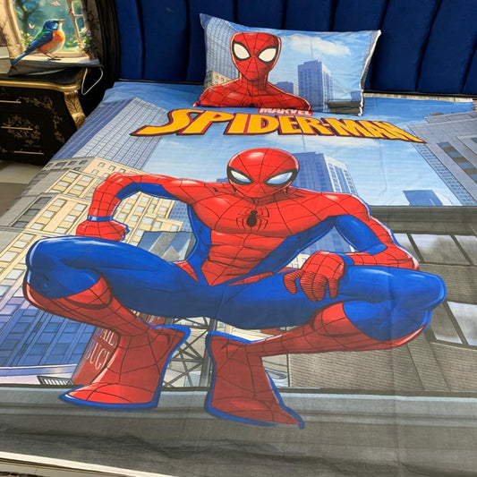 Marvel Spider-Man City Action Kids Bedsheet – Superhero Skyline Print
