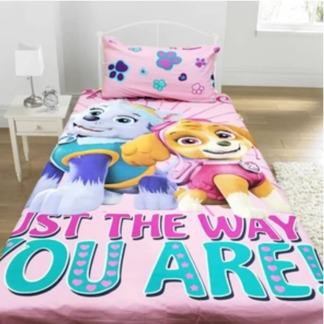 Paw Patrol Pink Kids Bedsheet – Cute Skye & Everest Print for Little Stars