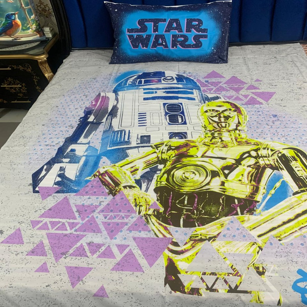 Star Wars Galaxy Kids Bedsheet – R2-D2 & C-3PO Sci-Fi Adventure Print