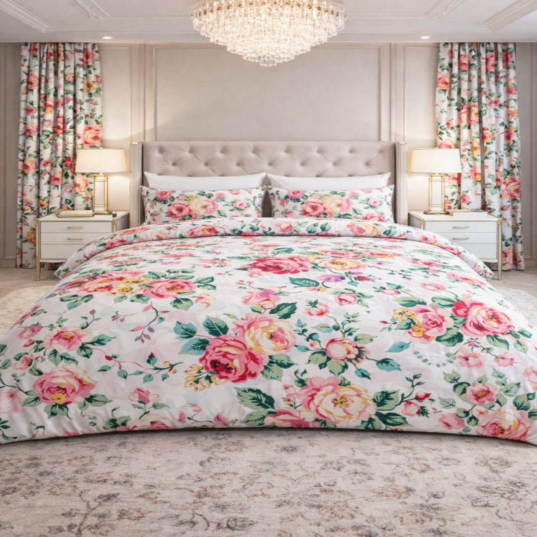 Rose Garden Cotton Bedsheet Set – Soft, Fresh & Naturally Comfortable