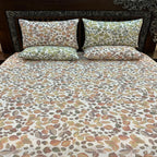 Autumn Leaf Printed Cotton Bedsheet Set with Pillow Covers