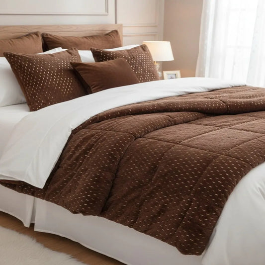 Luxury Chocolate Quilted Fancy Bedsheet Set with Timeless Comfort