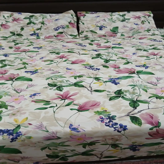 Floral Garden Cotton Sateen Bedsheet Set – Soft Touch, Elegant Design & Premium Comfort