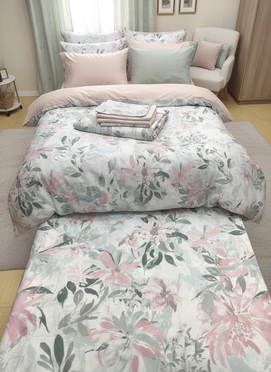 Pastel Floral Printed Bedsheet – Soft, Elegant & Refreshing Bedroom Style