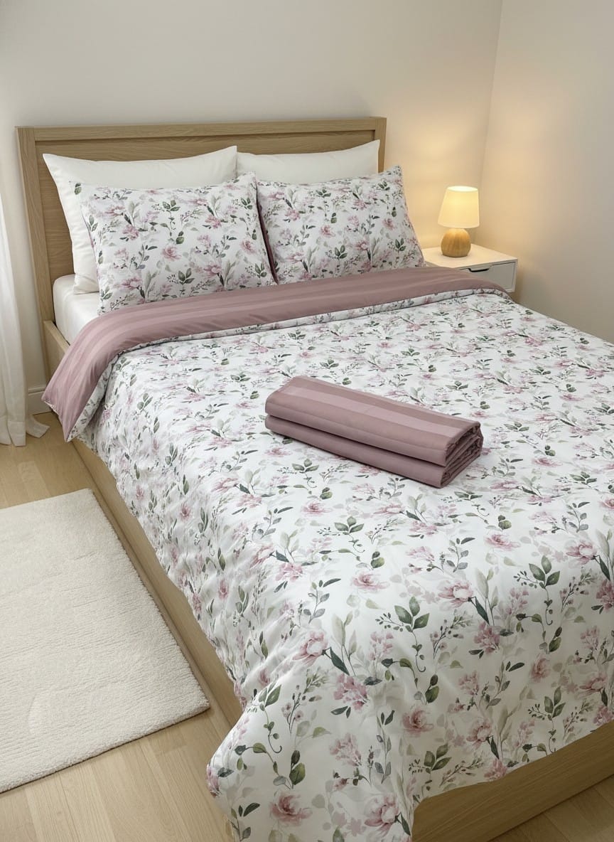 Rose Garden Cotton Bedsheet Set – Soft, Elegant & Premium Comfort