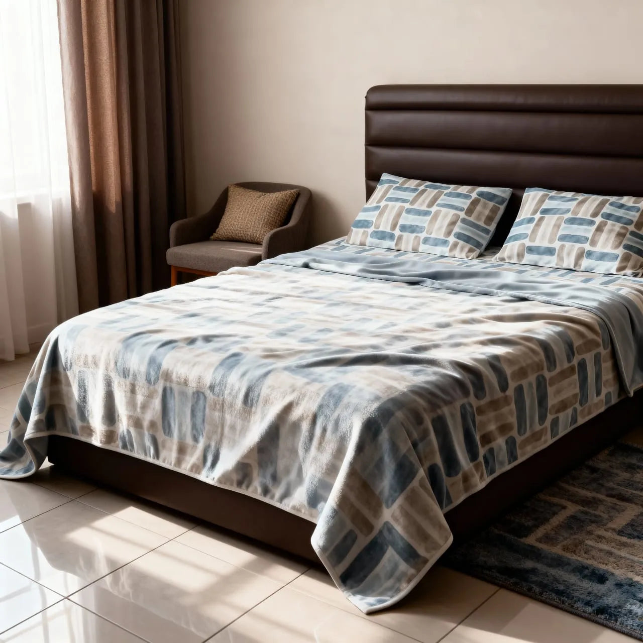 Elegant Geometric Cotton Sateen Bedsheet Set – Soft, Elegant & Premium Comfort