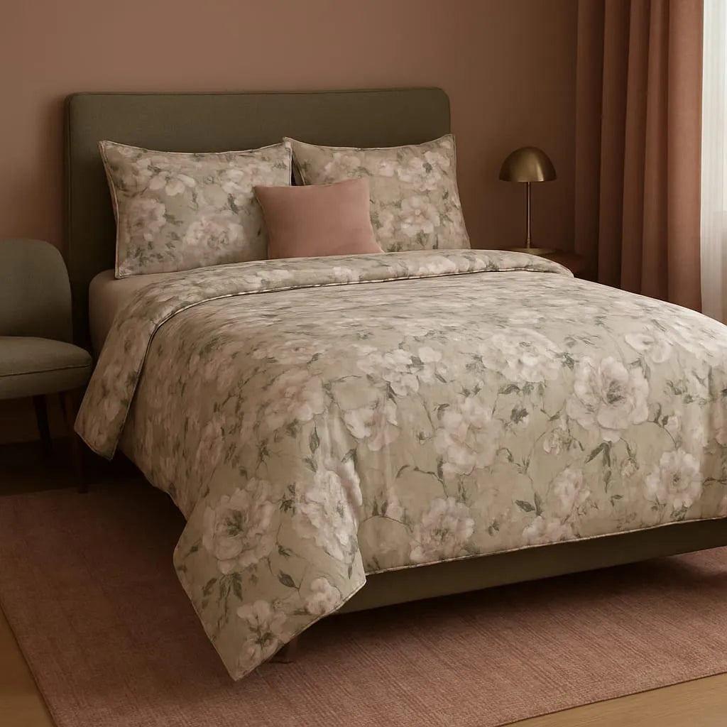 Luxury Floral Cotton Sateen Bedsheet Set – Silky Smooth, Elegant & Premium Comfort