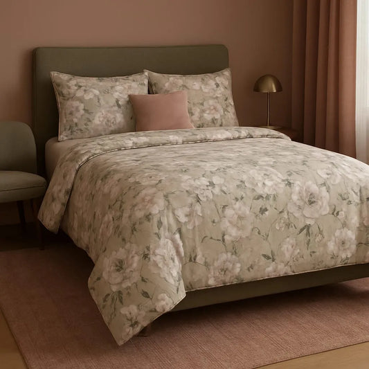 Luxury Floral Cotton Sateen Bedsheet Set – Silky Smooth, Elegant & Premium Comfort