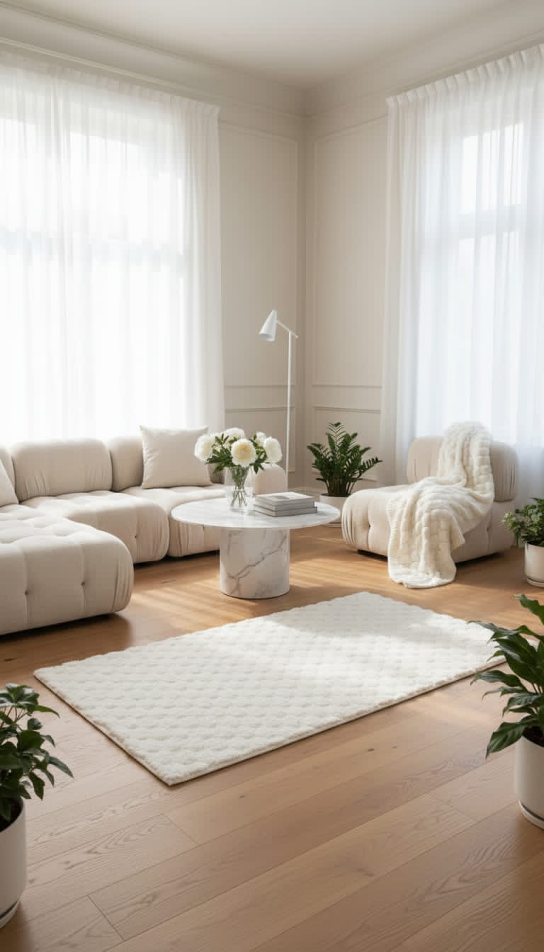 Soft Ivory Plush Rug – Minimal & Elegant Home Floor Decor 3*5