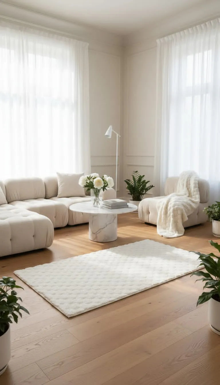 Soft Ivory Plush Rug – Minimal & Elegant Home Floor Decor 3*5