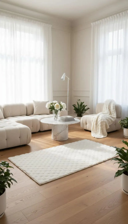 Soft Ivory Plush Rug – Minimal & Elegant Home Floor Decor 3*5