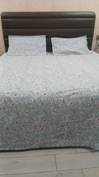 Pastel Floral Printed Cotton Bedsheet Set with Pillow Covers