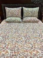 Autumn Leaf Printed Cotton Bedsheet Set with Pillow Covers