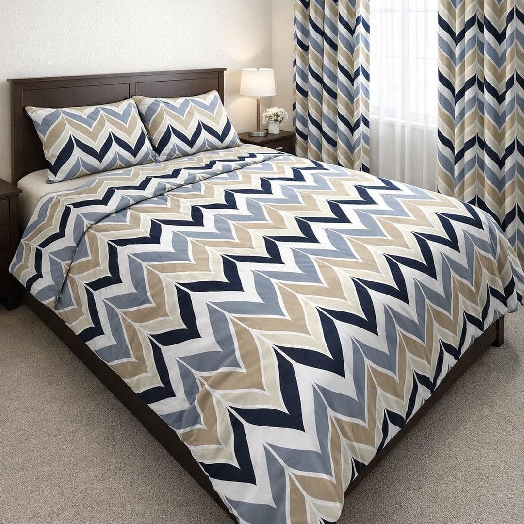 Chevron Print Cotton Bedsheet Set – Soft, Elegant & Premium Comfort