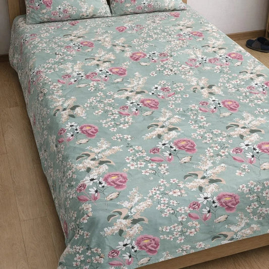 Floral Elegance Cotton Sateen Bedsheet Set – Soft, Elegant & Premium Comfort