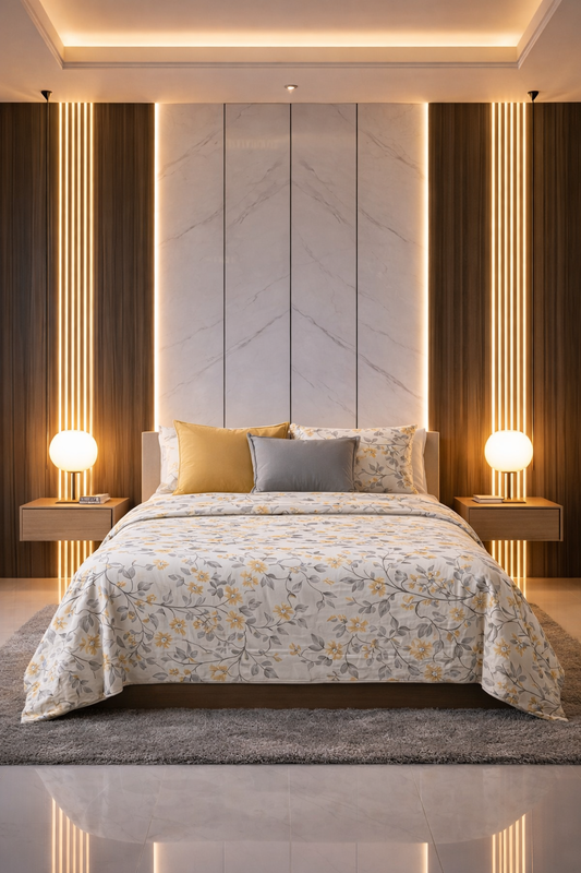 Cotton Floral Vine Printed Bedsheet Set with Pillow Covers | Soft, Breathable & Elegant