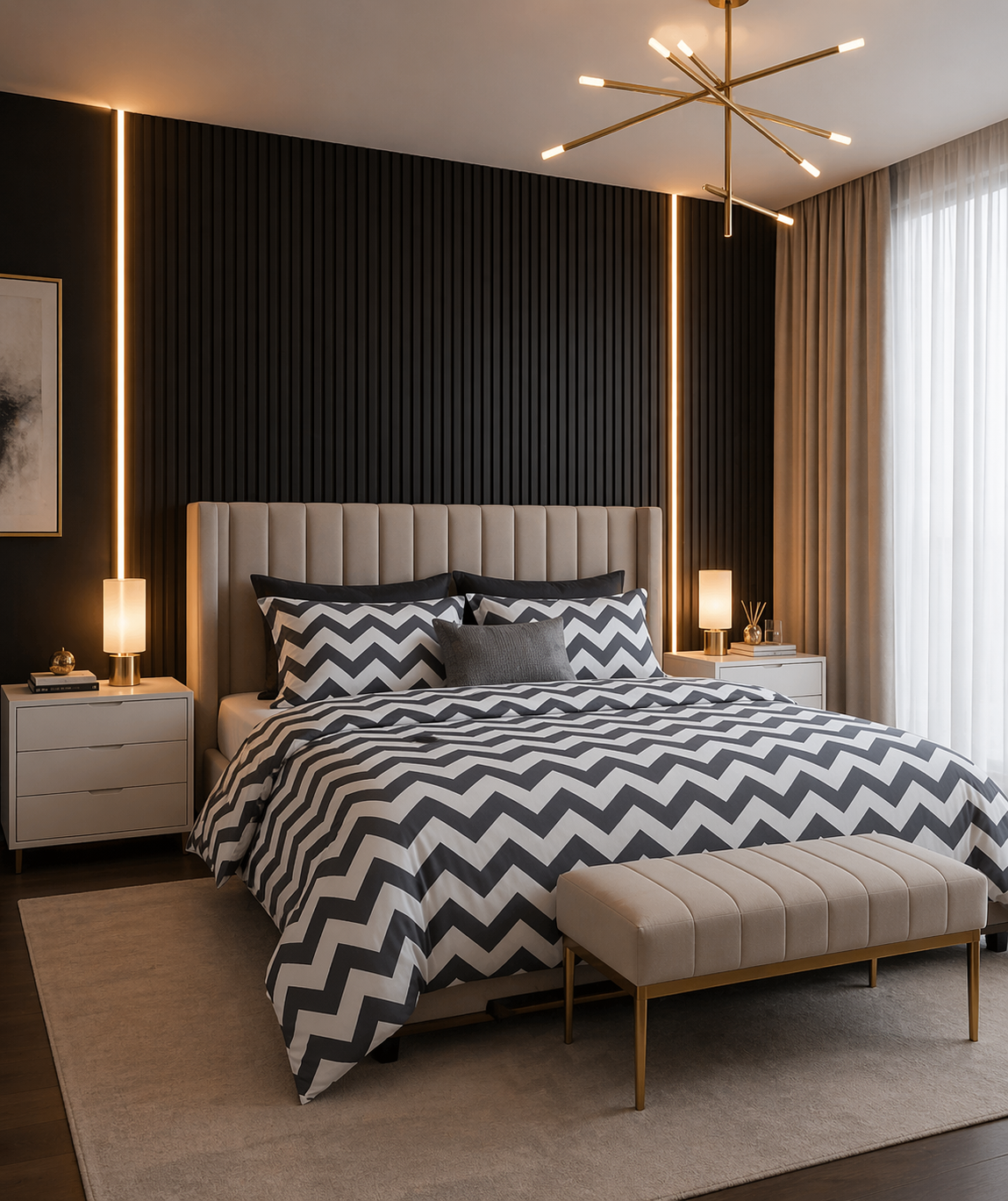 Premium Cotton Zigzag Bedsheet Set – Soft, Breathable & Stylish