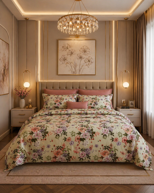Simple Cotton Floral Bedsheet Set – Fresh, Colorful & Comfortable