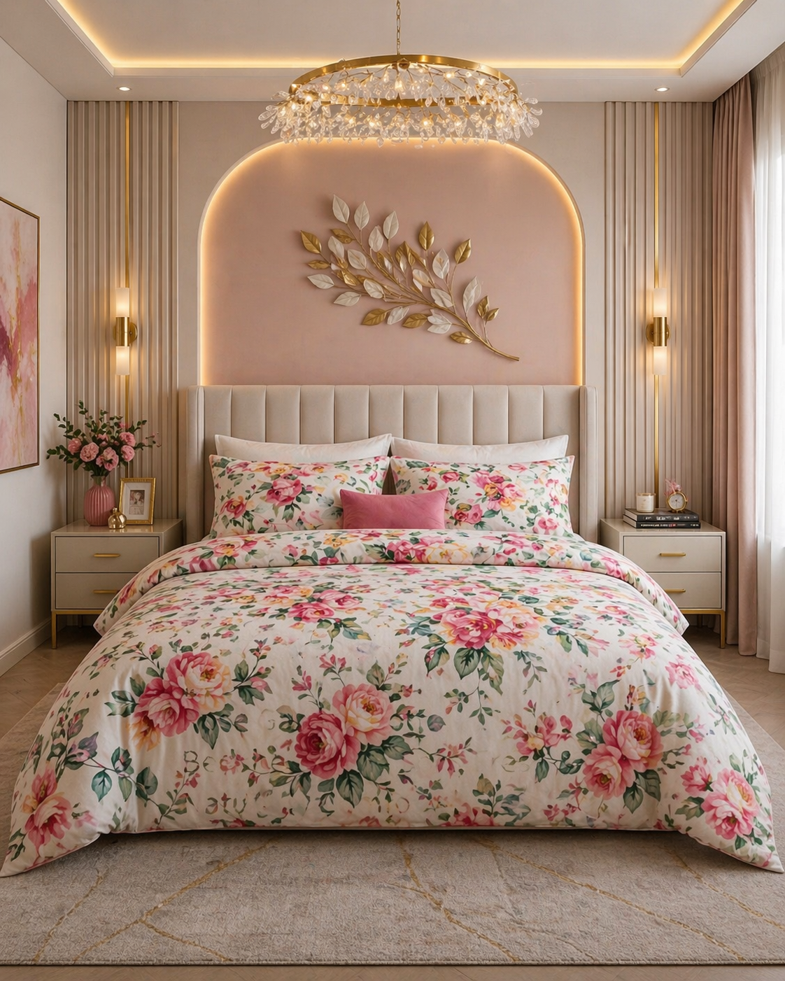 Rose Garden Cotton Bedsheet Set – Soft, Fresh & Naturally Comfortable