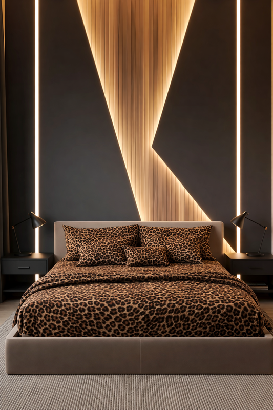 Luxury Leopard Print Bedding Set – Elegant Hotel-Style Bedroom Décor