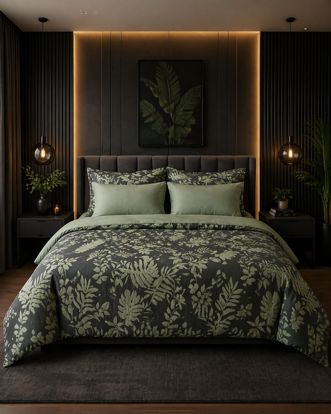 Botanical Cotton Satin Bedsheet Set – Nature-Inspired Luxury & Comfort